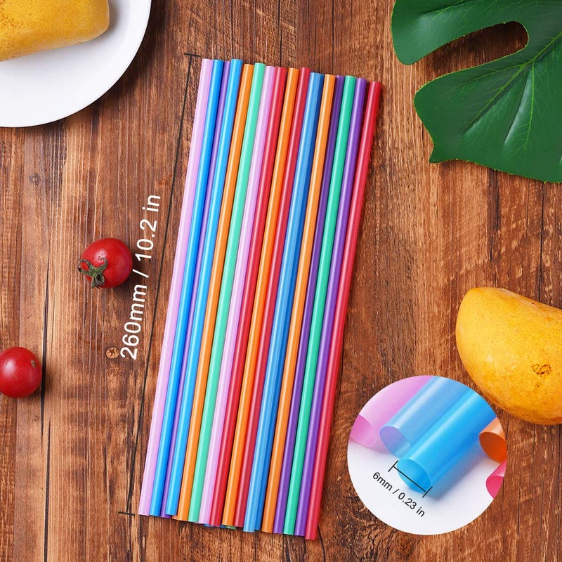 CVNDKN 200 Pcs Colorful Plastic Long Disposable Drinking Straws. (0.23''diameter and 10.2"long) - Image 2